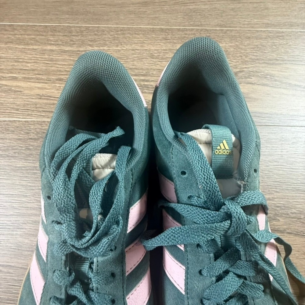 Adidas Women's VL Court 3.0 Sneakers Green Pink Size 9 LIfestyle Suede - Picture 4 of 9